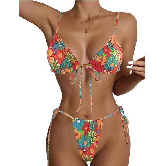 NWT 2 Piece String High Cut Thong Bikini Set - Picture 7 of 7